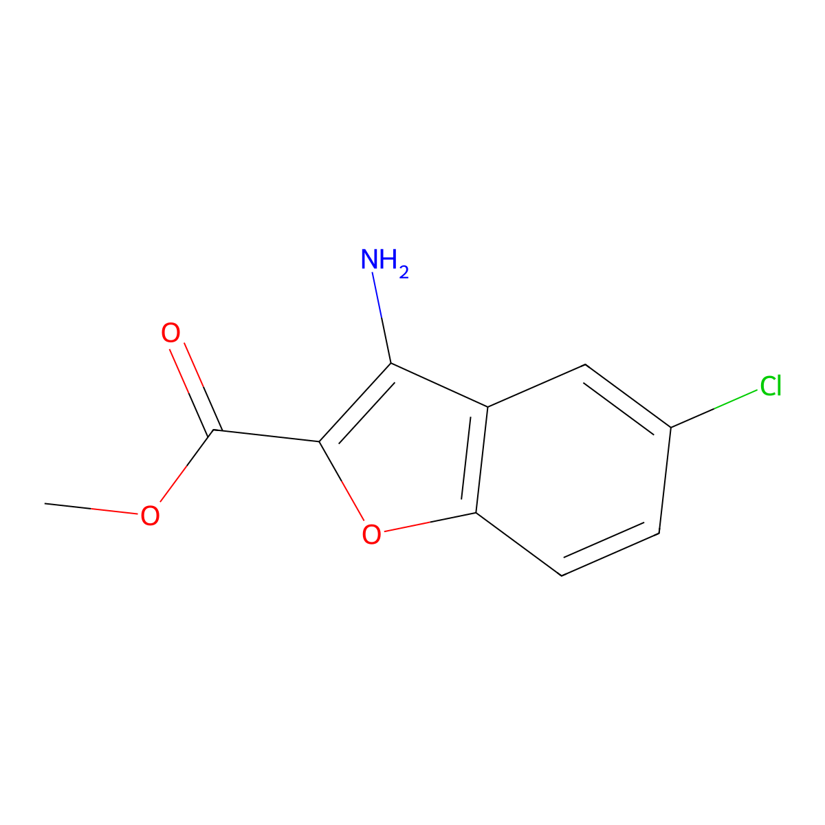Methyl 3-amino-5-chloro-1-benzofuran-2-carboxylate molecular structure, CAS 406929-36-0
