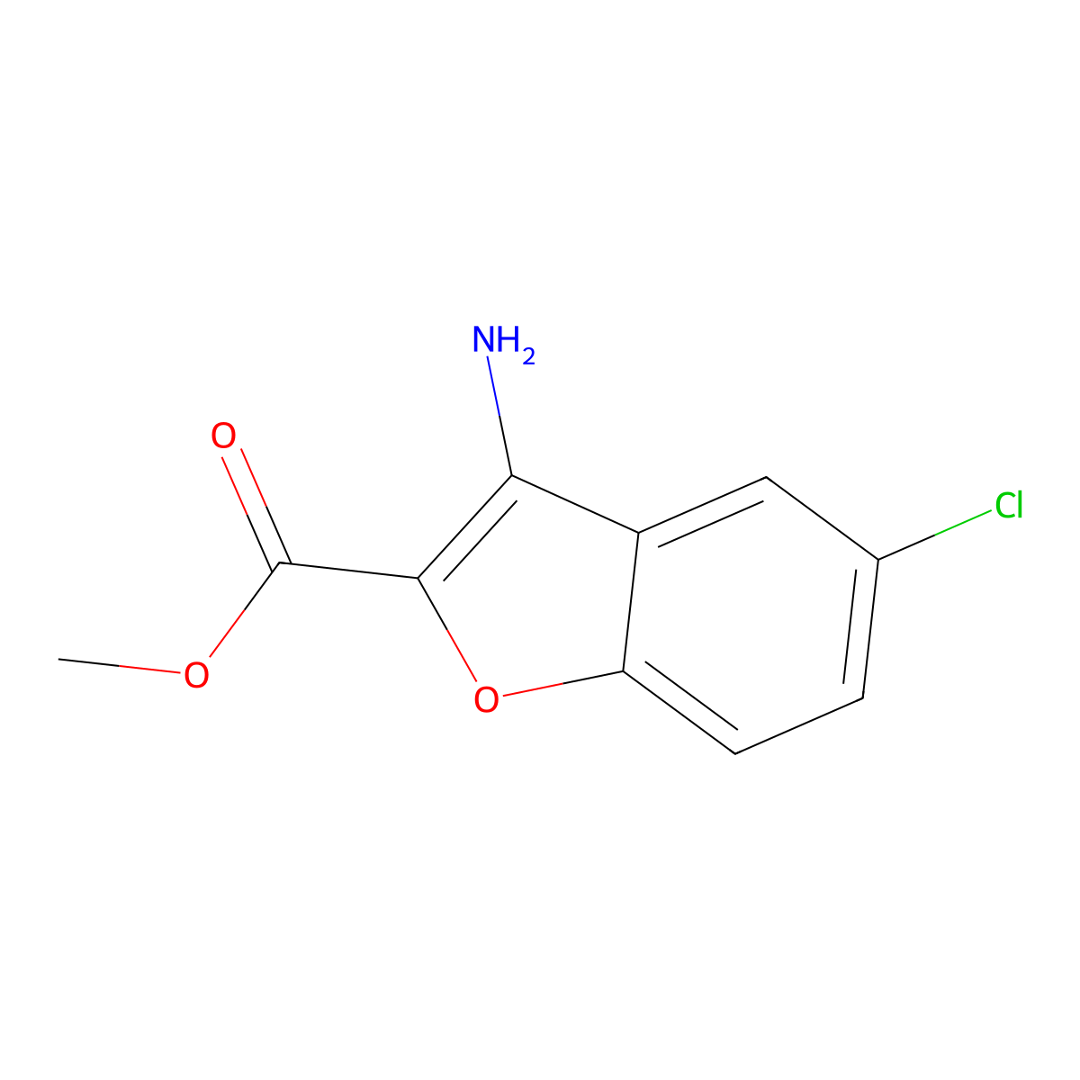 Methyl 3-amino-5-chloro-1-benzofuran-2-carboxylate molecular structure, CAS 406929-36-0