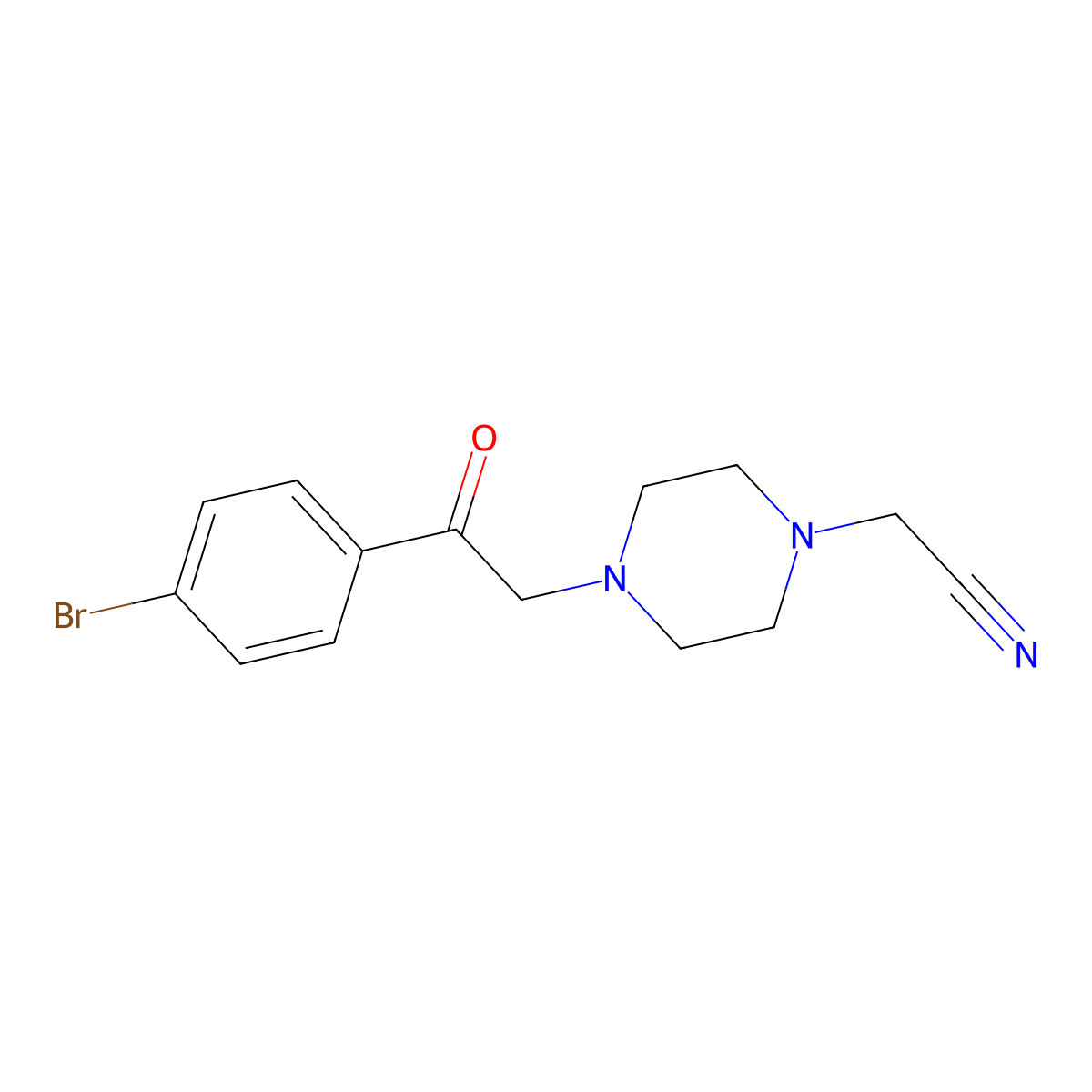2-[4-[2-(4-Bromophenyl)-2-oxoethyl]piperazin-1-yl]acetonitrile molecular structure, CAS 406929-43-9