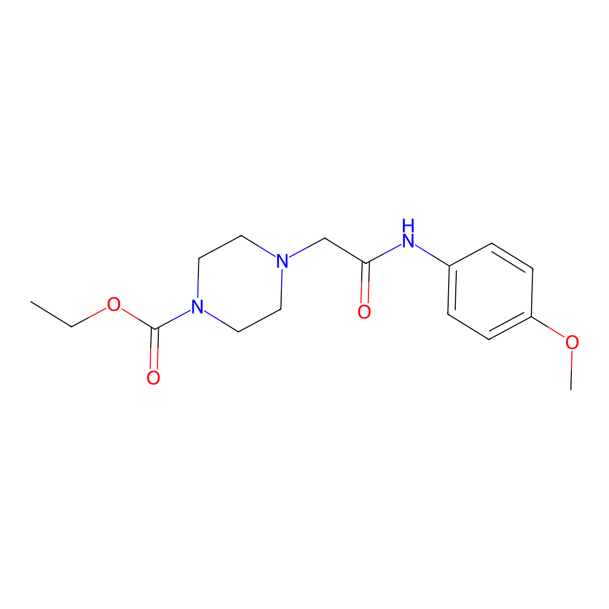 4-[(4-Methoxy-phenylcarbamoyl)-methyl]-piperazine-1-carboxylic acid ethyl ester molecular structure, CAS 406929-46-2