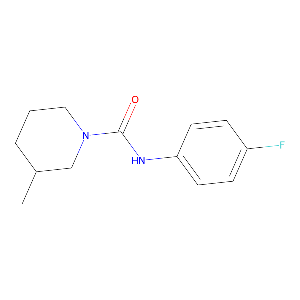 N-(4-fluorophenyl)-3-methylpiperidine-1-carboxamide molecular structure, CAS 406929-93-9