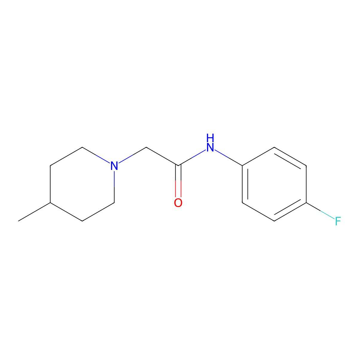 N-(4-fluorophenyl)-2-(4-methylpiperidin-1-yl)acetamide molecular structure, CAS 406930-18-5