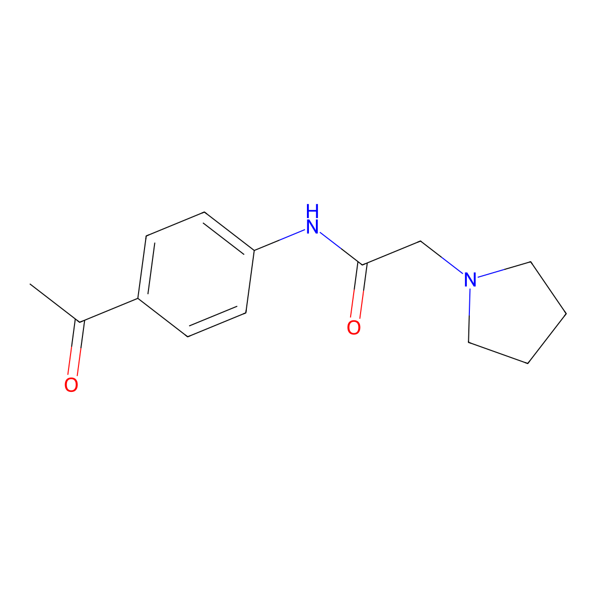 N-(4-acetylphenyl)-2-(pyrrolidin-1-yl)acetamide molecular structure, CAS 406930-20-9