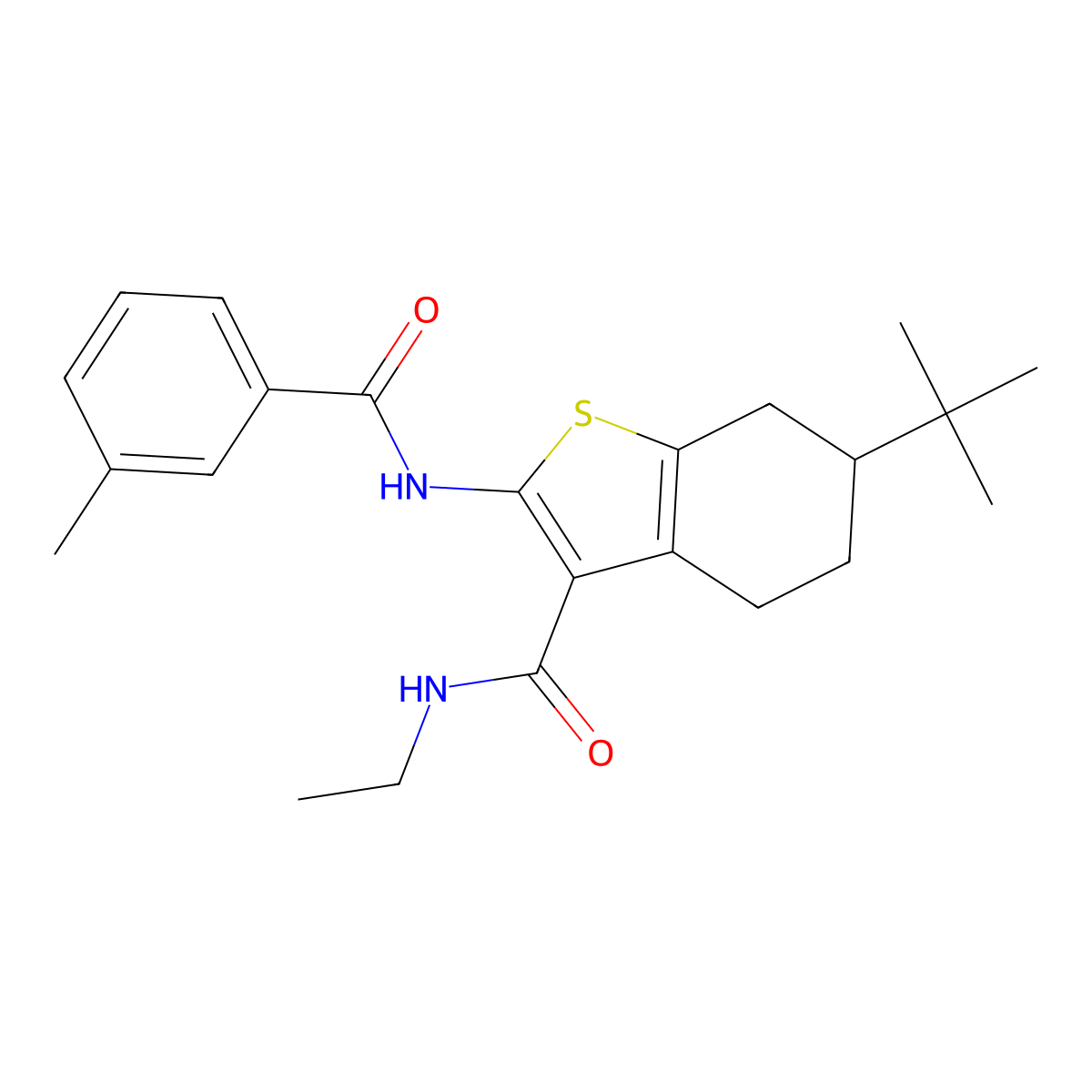 6-tert-butyl-N-ethyl-2-[(3-methylbenzoyl)amino]-4,5,6,7-tetrahydro-1-benzothiophene-3-carboxamide molecular structure, CAS 406930-63-0