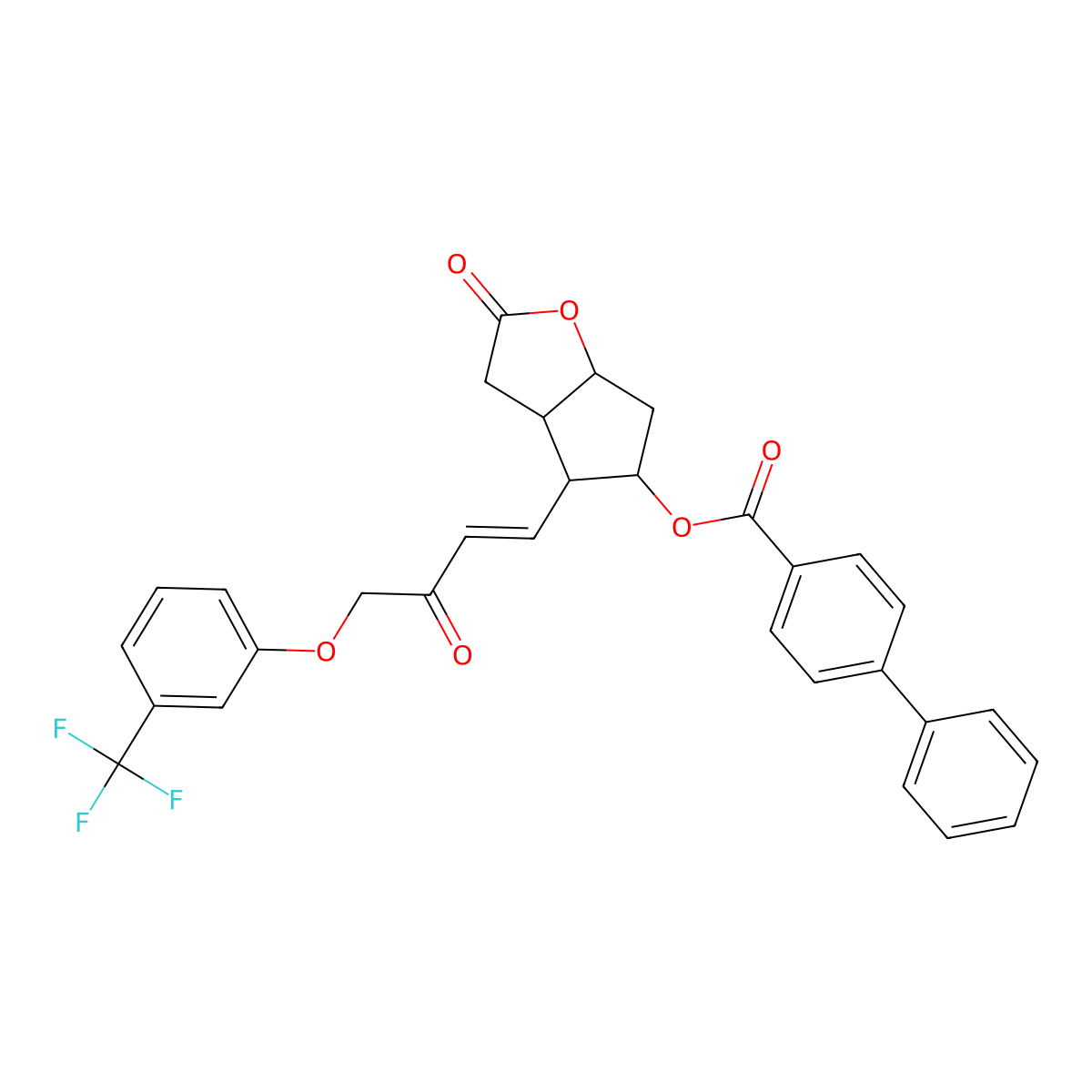 (E)-2-Oxo-4-(3-oxo-4-(3-(trifluoromethyl)phenoxy)but-1-en-1-yl)hexahydro-2H-cyclopenta[b]furan-5-yl [1,1'-biphenyl]-4-carboxylate molecular structure, CAS 40695-33-8