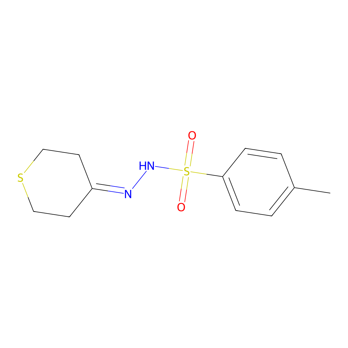 N'-(dihydro-2H-thiopyran-4(3H)-ylidene)-4-methylbenzenesulfonohydrazide molecular structure, CAS 40697-91-4
