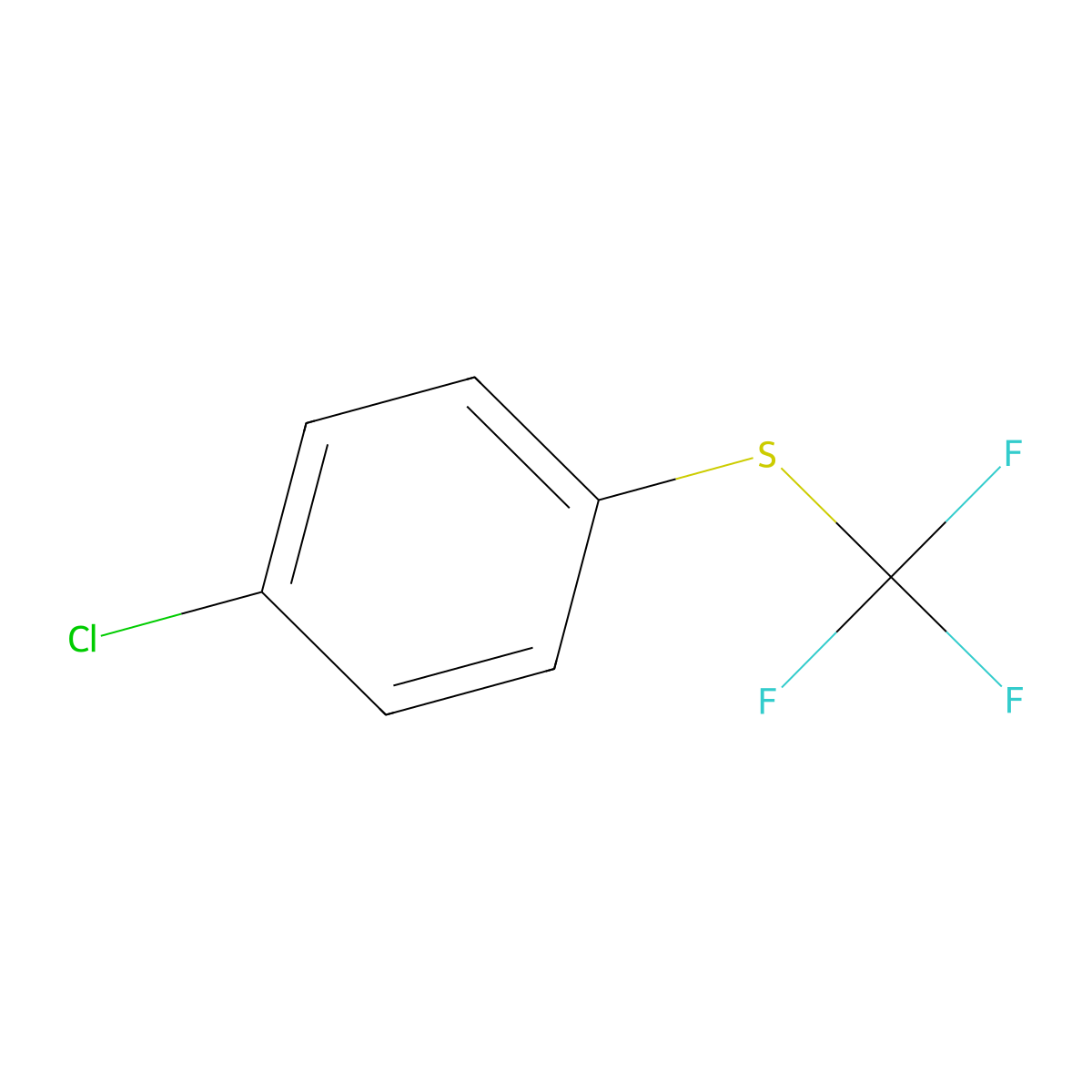 4-Chlorophenyl trifluoromethyl sulfide molecular structure, CAS 407-16-9