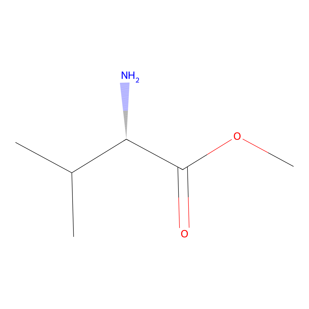Valine methyl ester molecular structure, CAS 4070-48-8