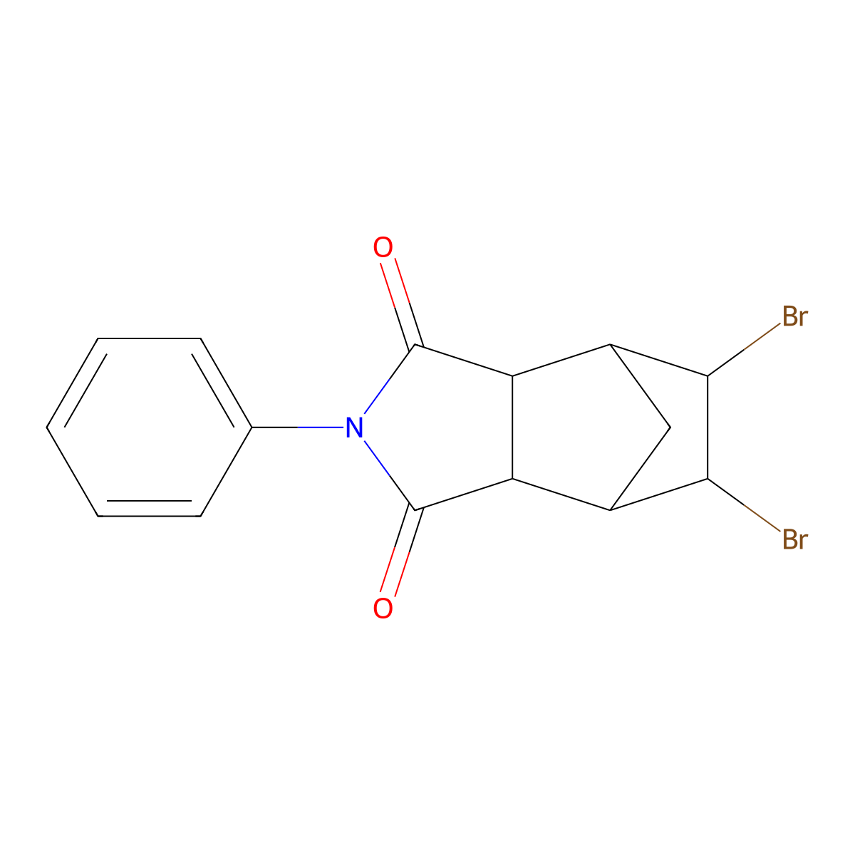 4,7-Methano-1H-isoindole-1,3(2H)-dione, 5,6-dibromohexahydro-2-phenyl- molecular structure, CAS 40703-79-5