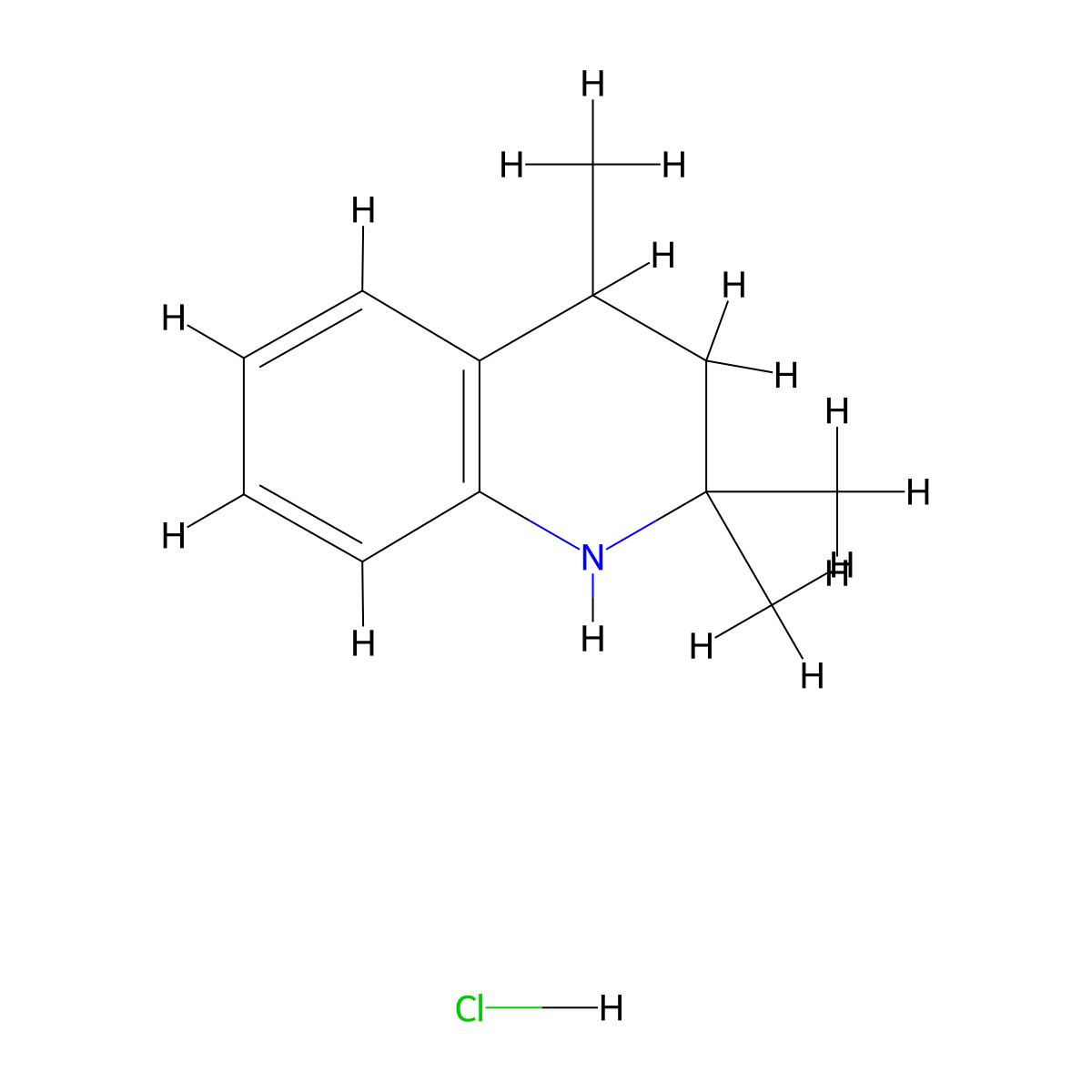 2,2,4-Trimethyl-1,2,3,4-tetrahydroquinoline hydrochloride molecular structure, CAS 4071-22-1