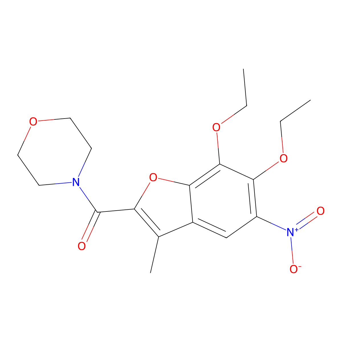 Morpholine, 4-((6,7-diethoxy-3-methyl-5-nitro-2-benzofuranyl)carbonyl)- molecular structure, CAS 40713-22-2