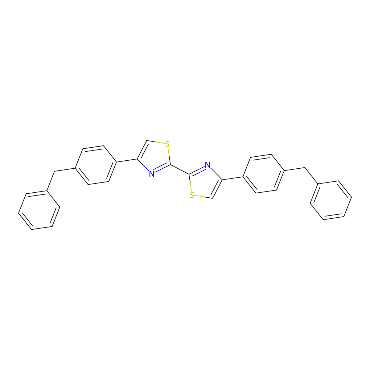 4-(4-Benzylphenyl)-2-[4-(4-benzylphenyl)-1,3-thiazol-2-yl]-1,3-thiazole molecular structure, CAS 4072-64-4