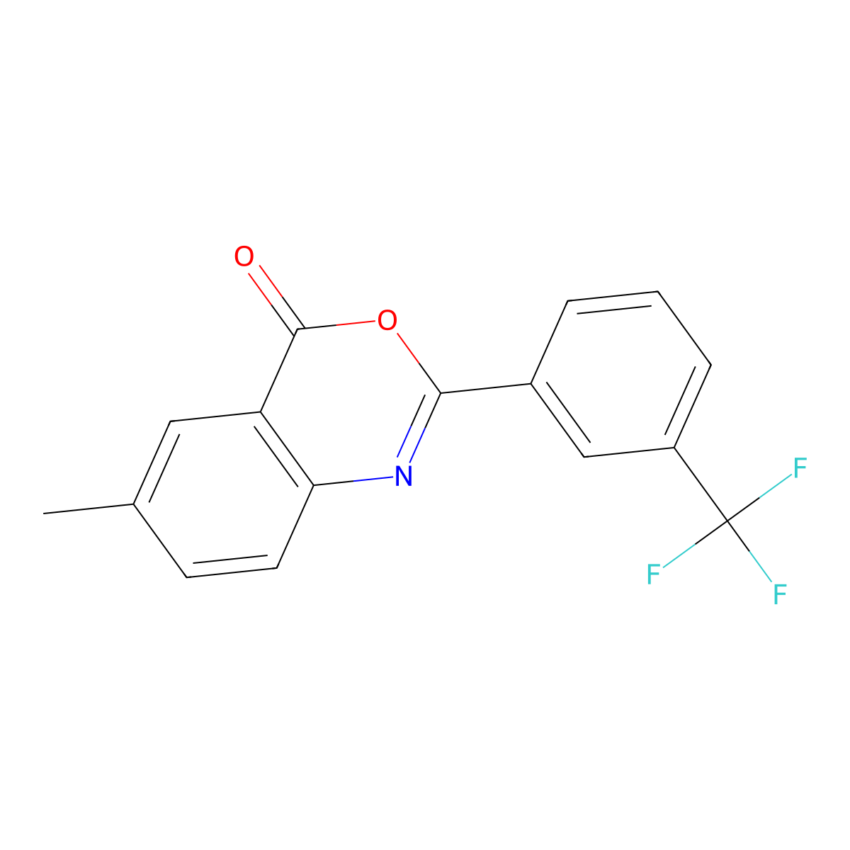 6-methyl-2-[3-(trifluoromethyl)phenyl]-4H-3,1-benzoxazin-4-one molecular structure, CAS 40728-67-4