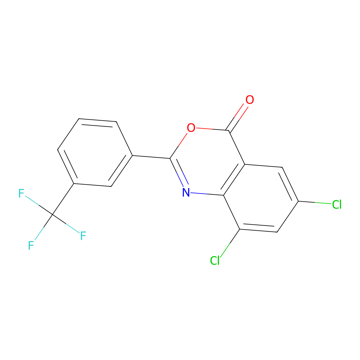6,8-dichloro-2-[3-(trifluoromethyl)phenyl]-4H-3,1-benzoxazin-4-one molecular structure, CAS 40728-68-5