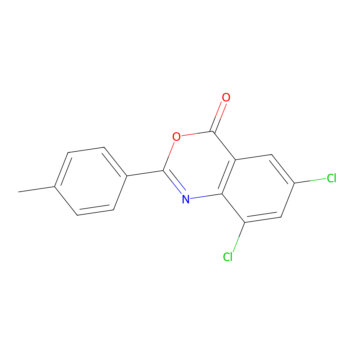 6,8-dichloro-2-(4-methylphenyl)-4H-3,1-benzoxazin-4-one molecular structure, CAS 40728-71-0