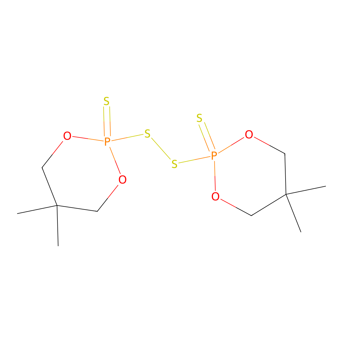 Bis(5,5-dimethyl-2-thioxo-1,3,2-dioxaphosphorinan-2-yl)disulfide molecular structure, CAS 4073-59-0