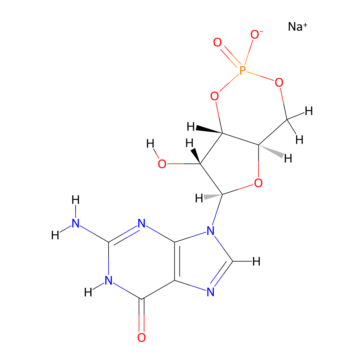 Sodium guanosine cyclic monophosphate molecular structure, CAS 40732-48-7