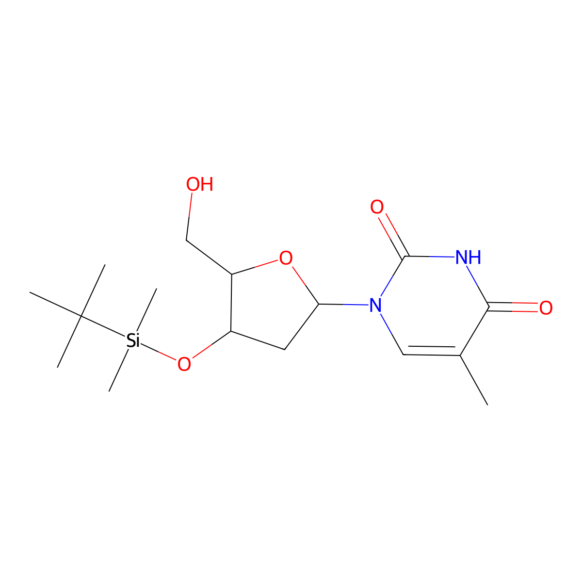 3'-O-(t-butyldimethylsilyl)thymidine molecular structure, CAS 40733-27-5