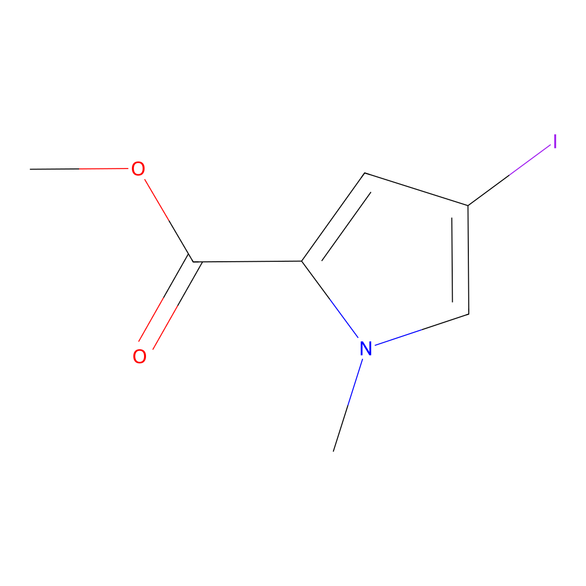 methyl 4-iodo-1-methyl-1H-pyrrole-2-carboxylate molecular structure, CAS 40740-42-9