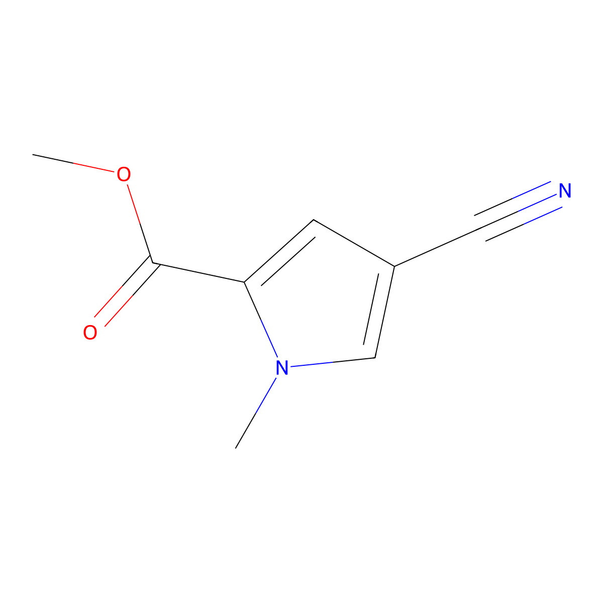 methyl 4-cyano-1-methyl-1H-pyrrole-2-carboxylate molecular structure, CAS 40740-43-0