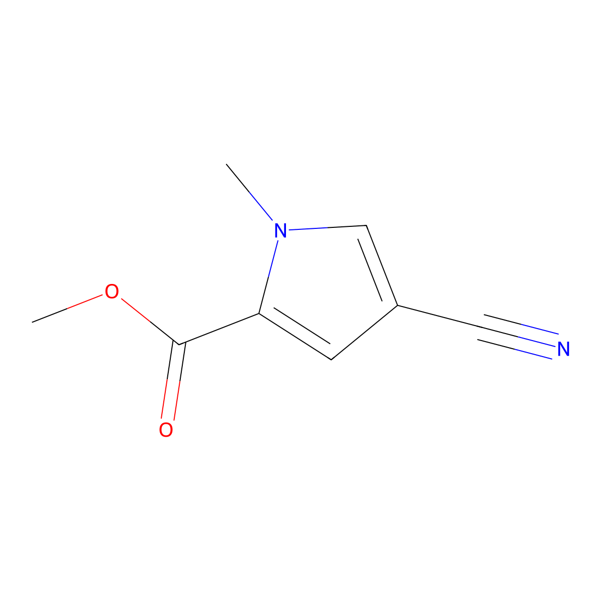 methyl 4-cyano-1-methyl-1H-pyrrole-2-carboxylate molecular structure, CAS 40740-43-0