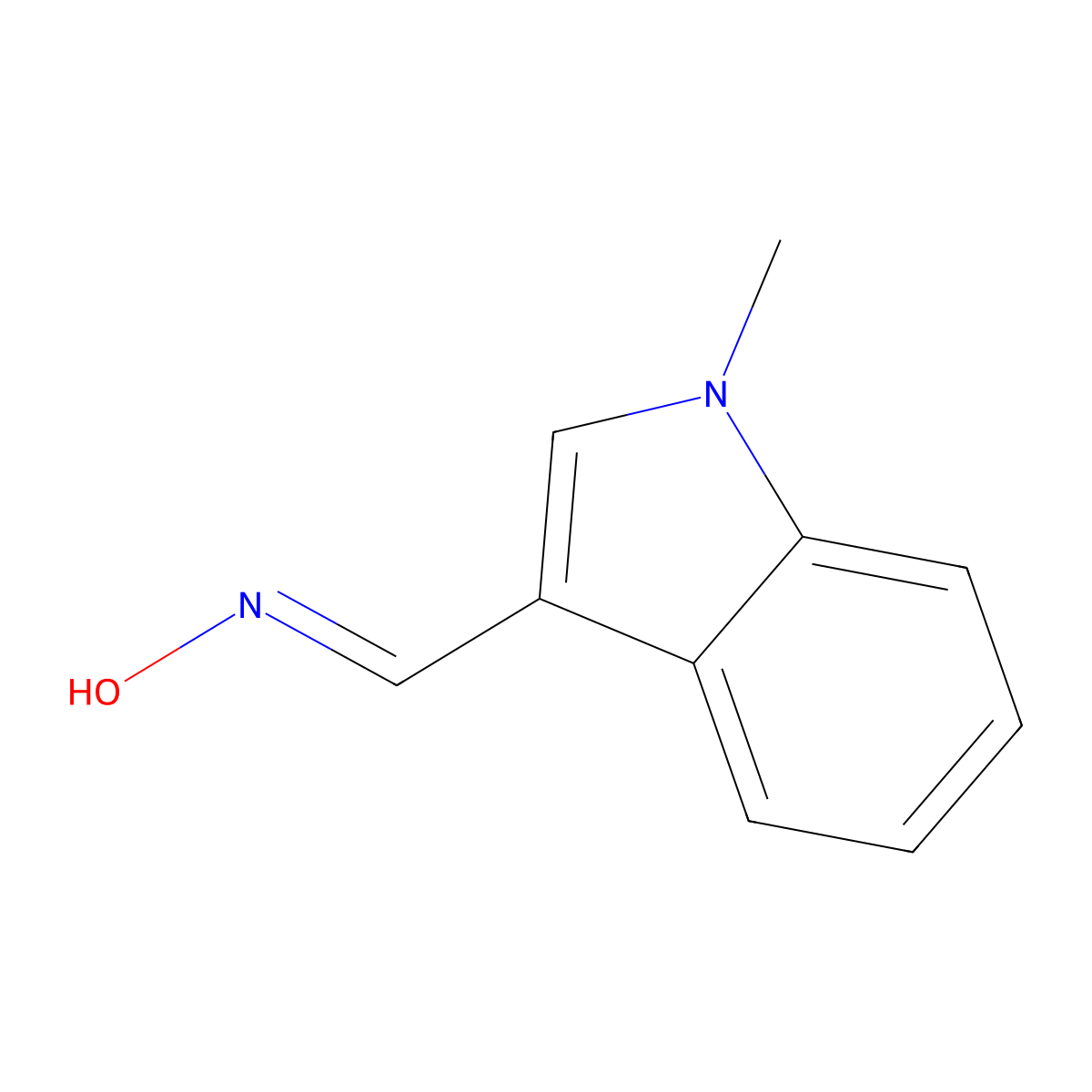 1H-Indole-3-carboxaldehyde, 1-methyl-, oxime, (Z)- molecular structure, CAS 40747-07-7