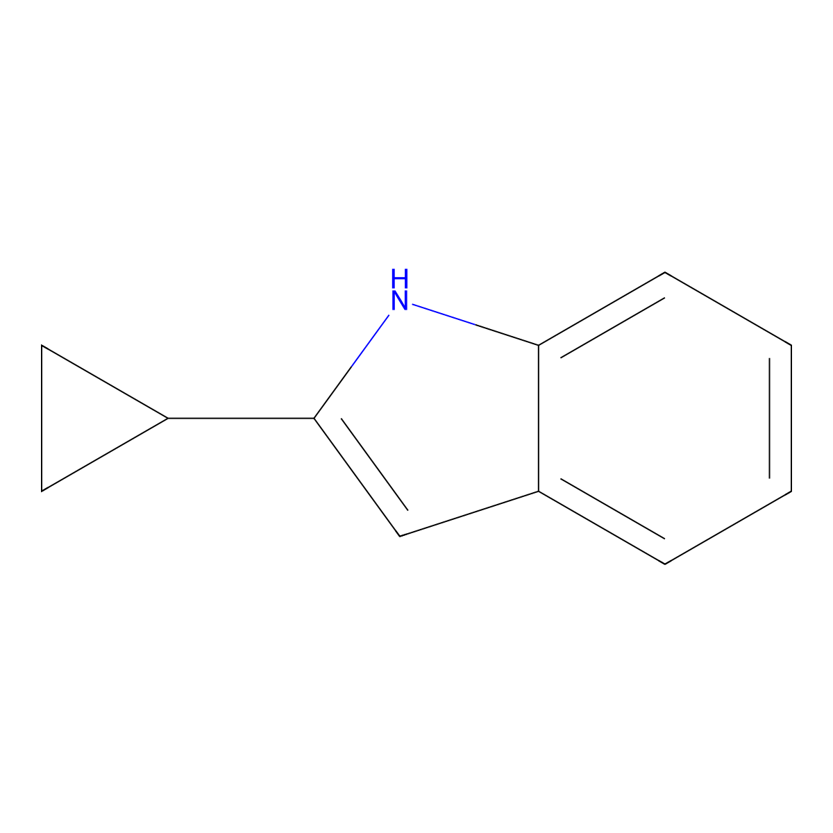 2-cyclopropyl-1H-indole molecular structure, CAS 40748-44-5
