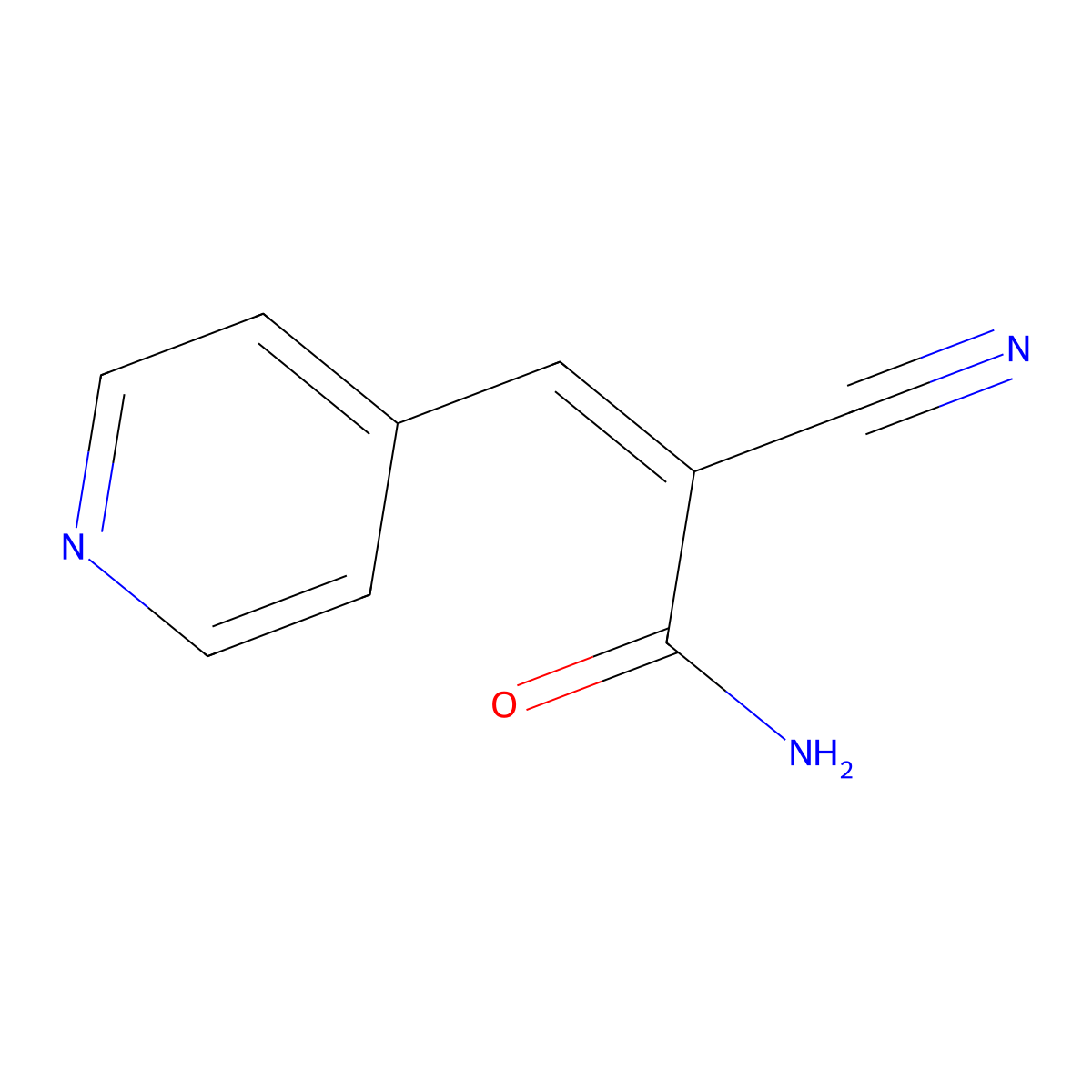 2-Cyano-3-(4-pyridinyl)acrylamide molecular structure, CAS 40749-36-8