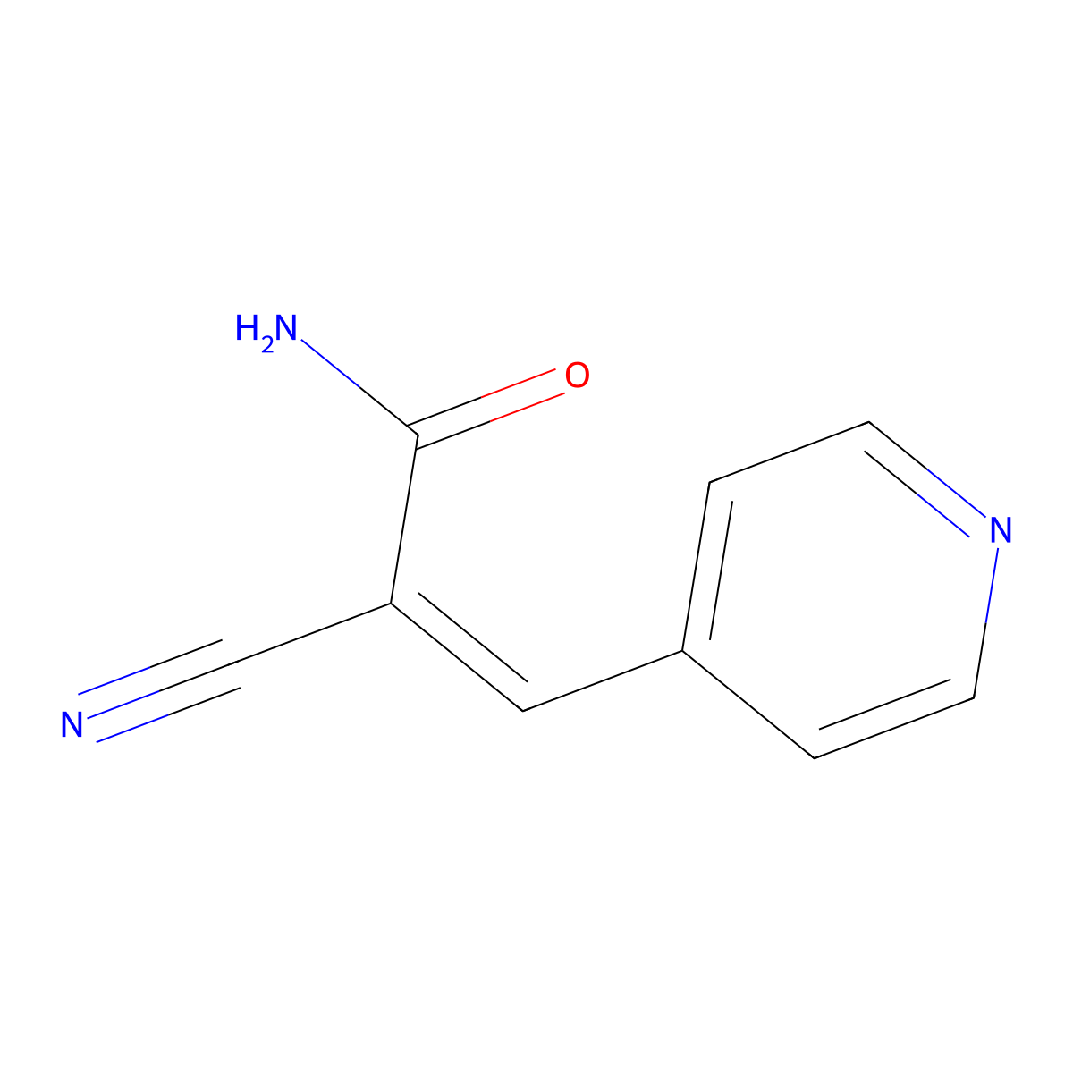 2-Cyano-3-(4-pyridinyl)acrylamide molecular structure, CAS 40749-36-8