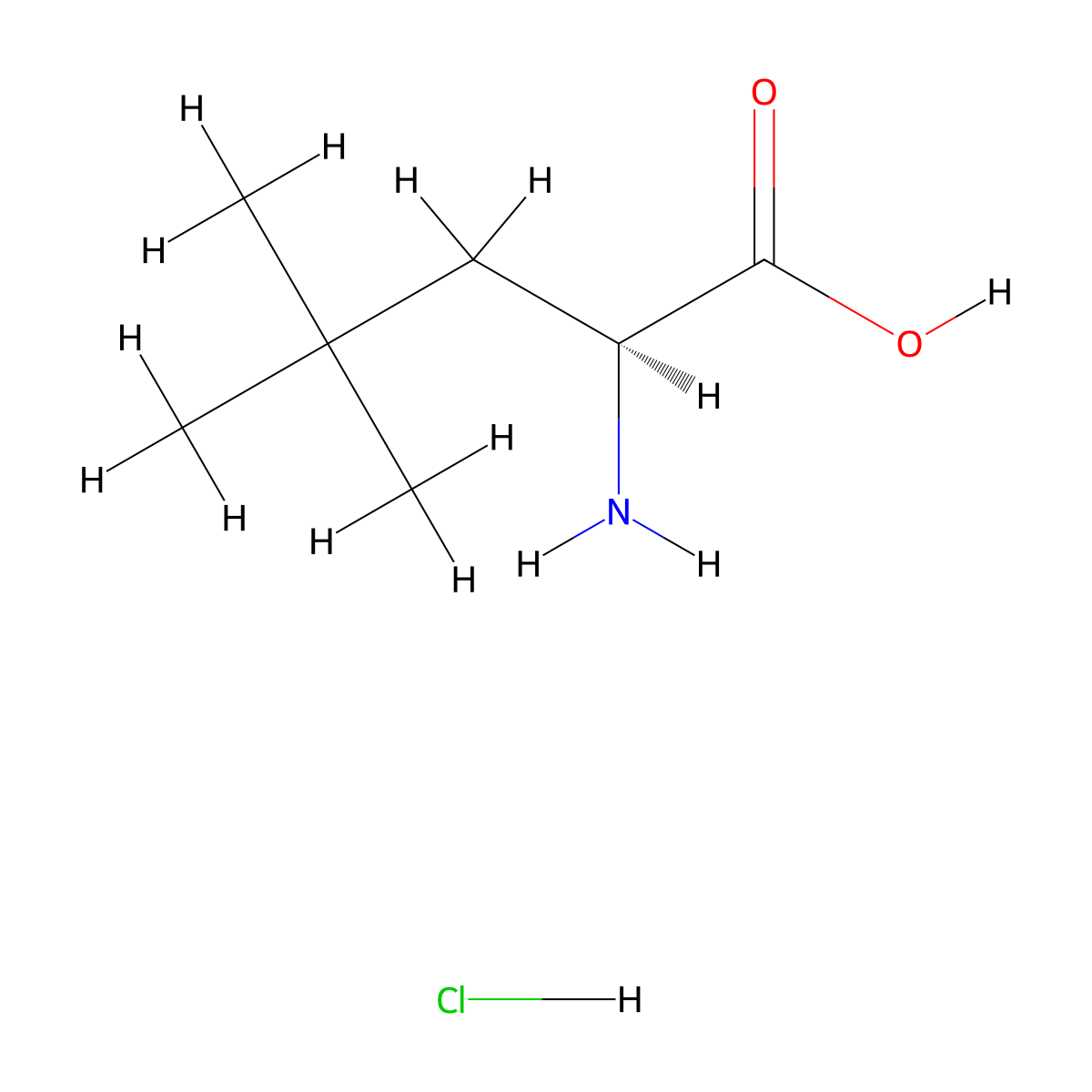 (2S)-2-amino-4,4-dimethylpentanoic acid hydrochloride molecular structure, CAS 407578-46-5