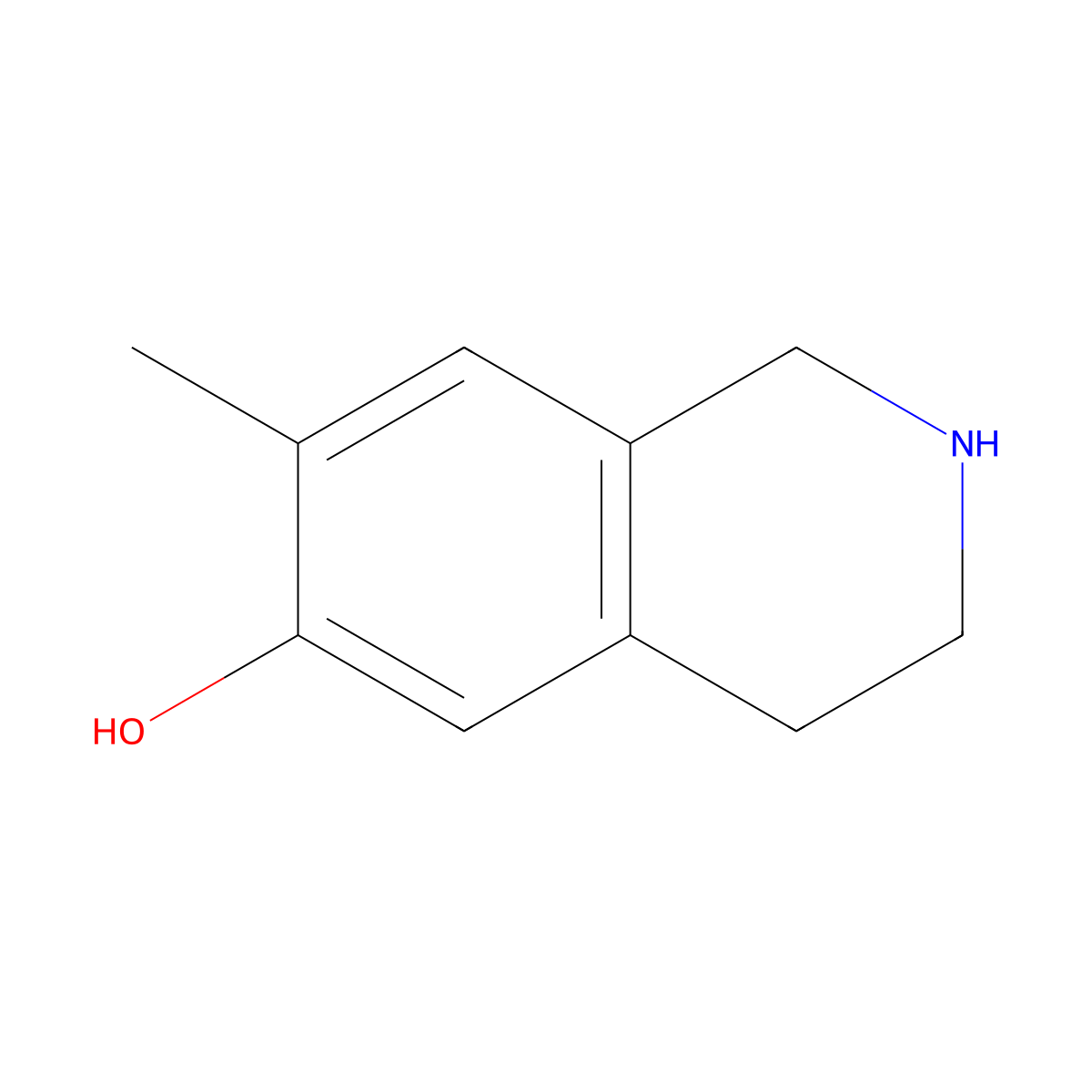 6-Isoquinolinol, 1,2,3,4-tetrahydro-7-methyl- molecular structure, CAS 40758-73-4