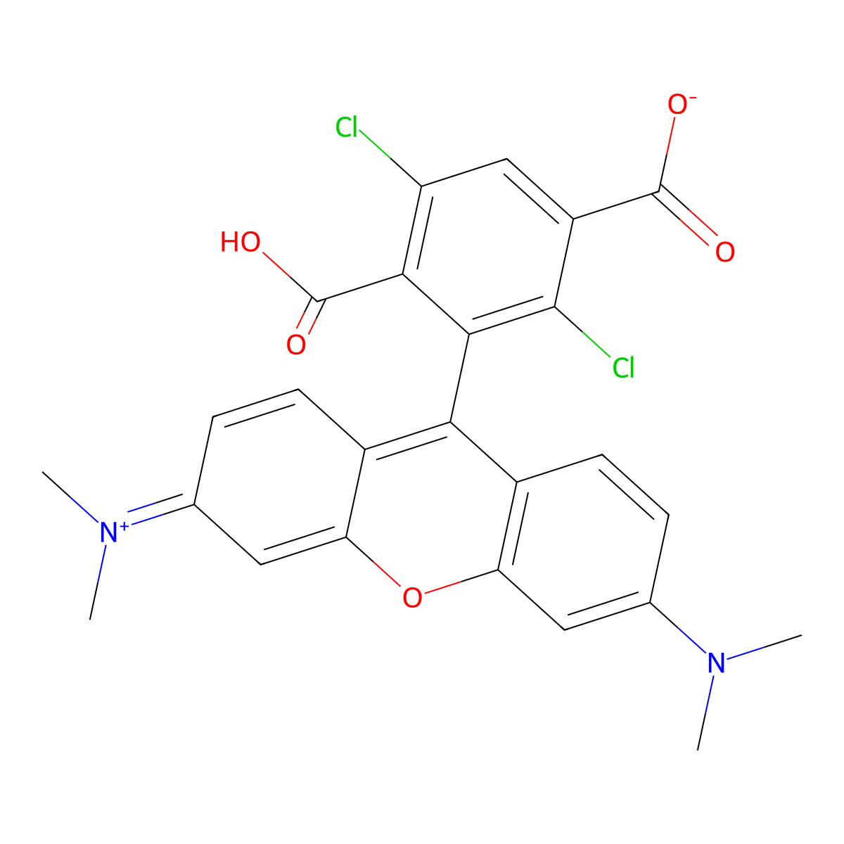 2-(3,6-Bis(dimethylamino)xanthylium-9-yl)-4-carboxy-3,6-dichlorobenzoate molecular structure, CAS 407581-83-3