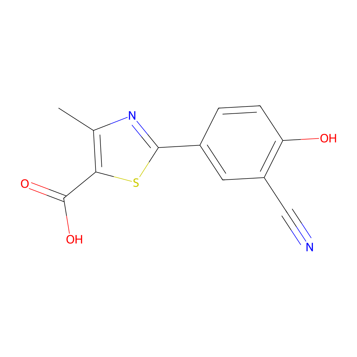 2-(3-Cyano-4-hydroxyphenyl)-4-methylthiazole-5-carboxylic acid molecular structure, CAS 407582-48-3