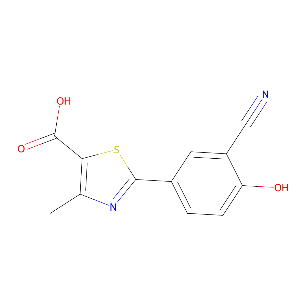2-(3-Cyano-4-hydroxyphenyl)-4-methylthiazole-5-carboxylic acid molecular structure, CAS 407582-48-3