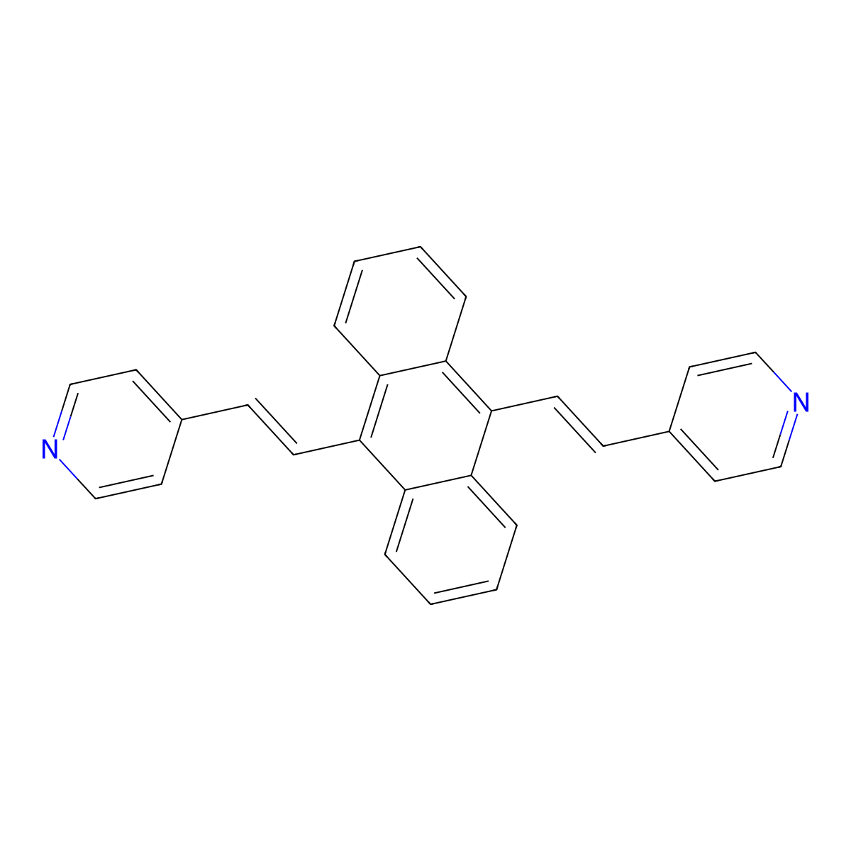 9,10-Bis(2-(pyridin-4-yl)vinyl)anthracene molecular structure, CAS 407626-74-8