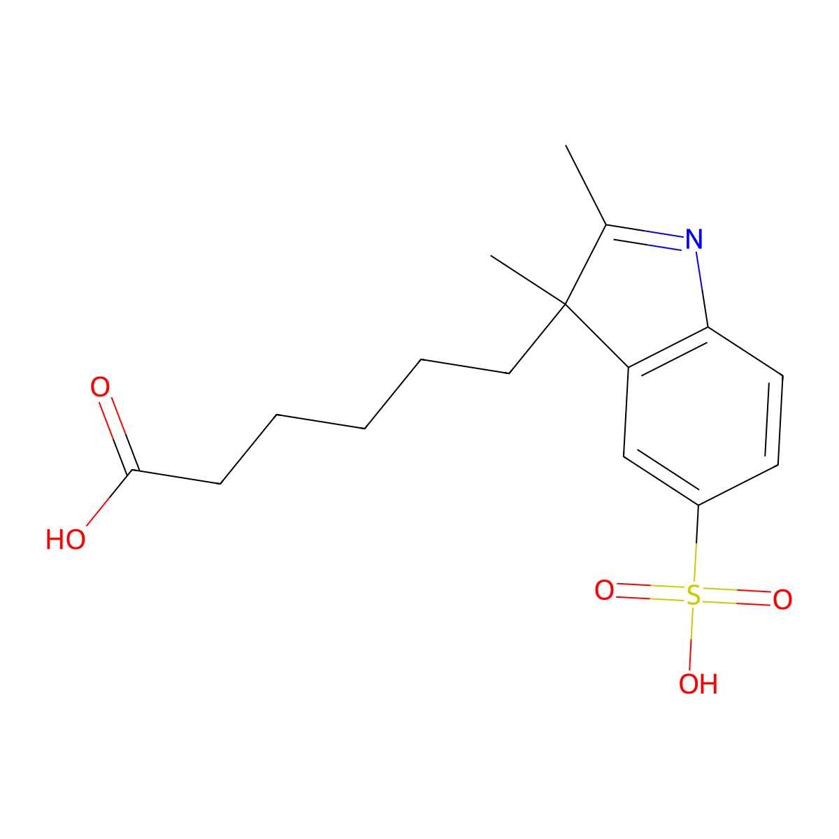 6-(2,3-dimethyl-5-sulfo-3H-indol-3-yl)hexanoic acid molecular structure, CAS 407627-51-4
