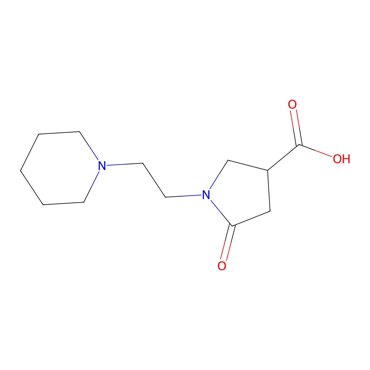 5-Oxo-1-[2-(1-piperidinyl)ethyl]-3-pyrrolidinecarboxylic acid molecular structure, CAS 407633-91-4