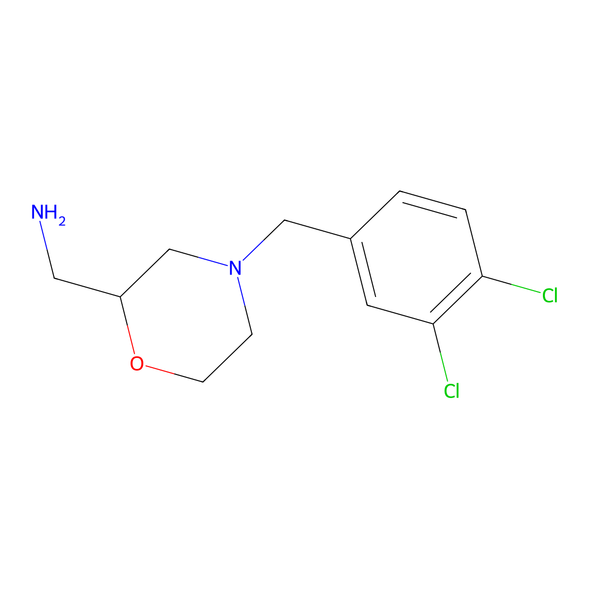 (S)-(4-(3,4-Dichlorobenzyl)morpholin-2-YL)methanamine molecular structure, CAS 407640-11-3