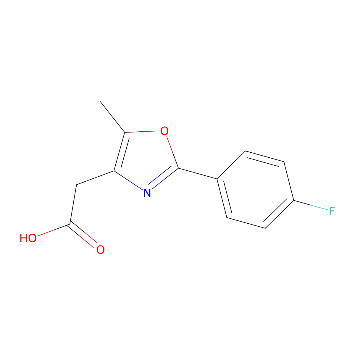 2-(2-(4-Fluorophenyl)-5-methyl-1,3-oxazol-4-yl)acetic acid molecular structure, CAS 407640-15-7