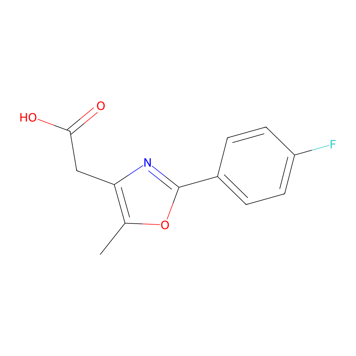 2-(2-(4-Fluorophenyl)-5-methyl-1,3-oxazol-4-yl)acetic acid molecular structure, CAS 407640-15-7