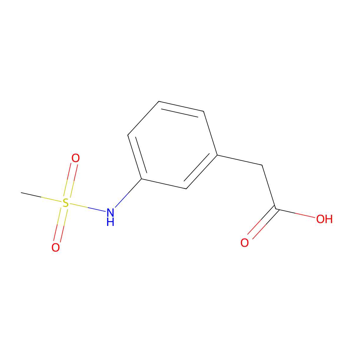(3-((Methylsulfonyl)amino)phenyl)acetic acid molecular structure, CAS 407640-21-5