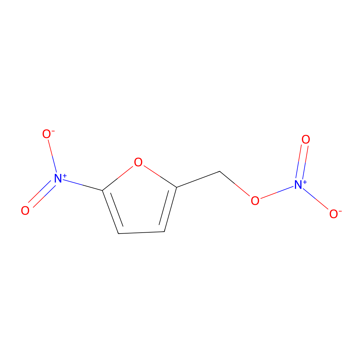 5-Nitro-2-furfuryl nitrate molecular structure, CAS 4077-62-7