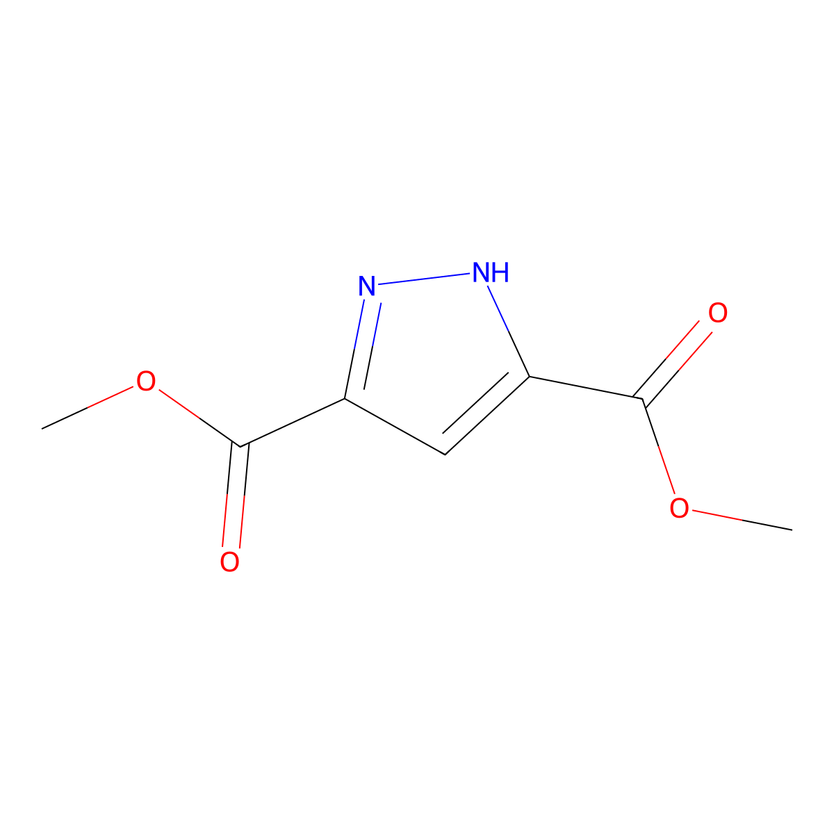3,5-dimethyl 1H-pyrazole-3,5-dicarboxylate molecular structure, CAS 4077-76-3