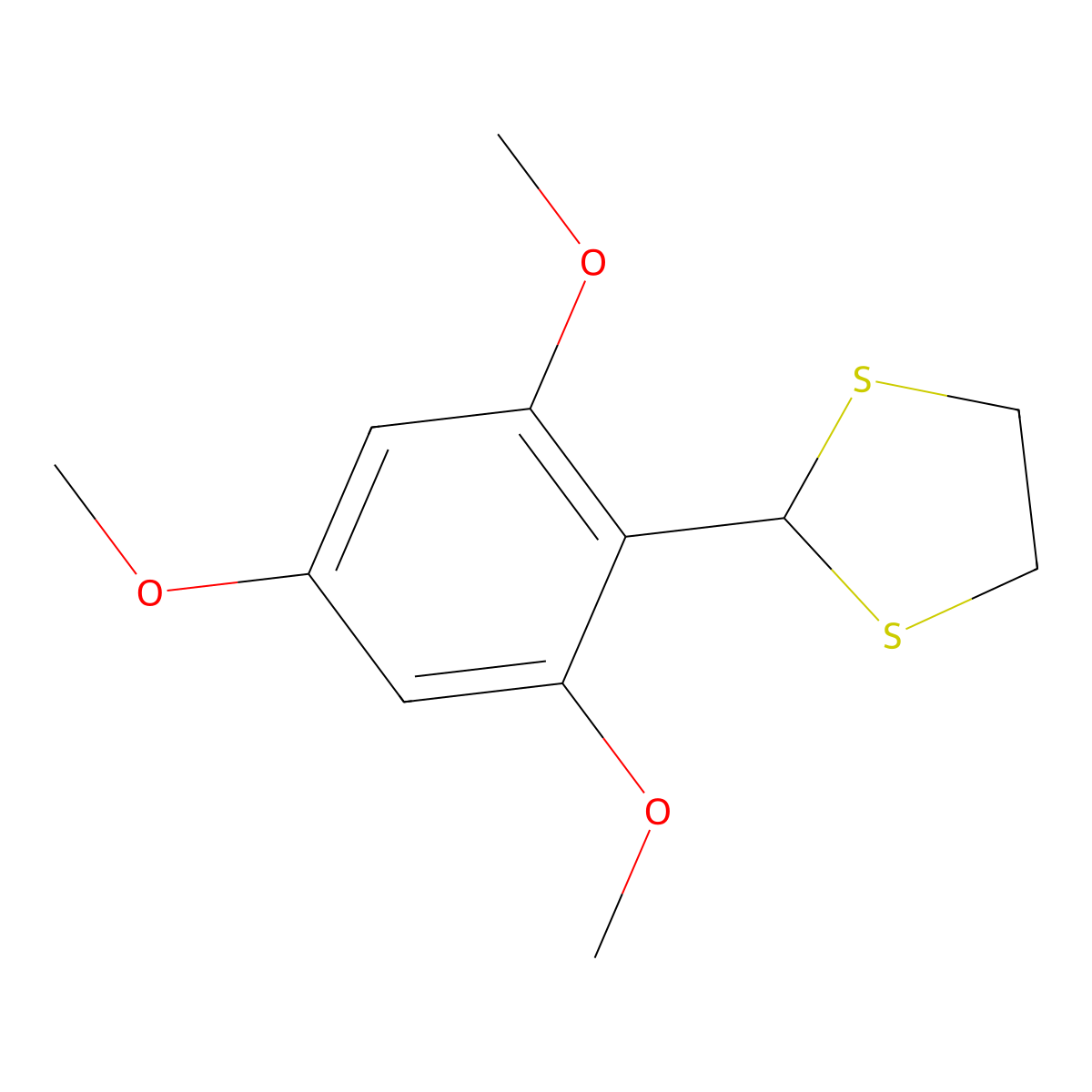 1,3-Dithiolane, 2-(2,4,6-trimethoxyphenyl)- molecular structure, CAS 40770-86-3