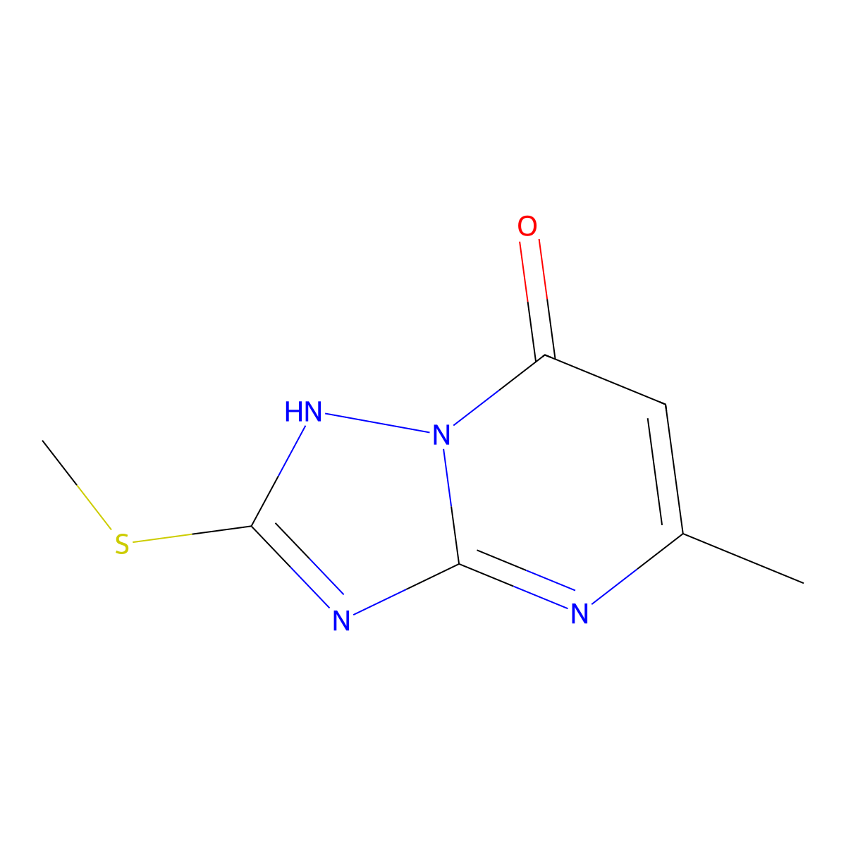 [1,2,4]Triazolo[1,5-a]pyrimidin-7-ol, 5-methyl-2-(methylthio)- molecular structure, CAS 40775-78-8