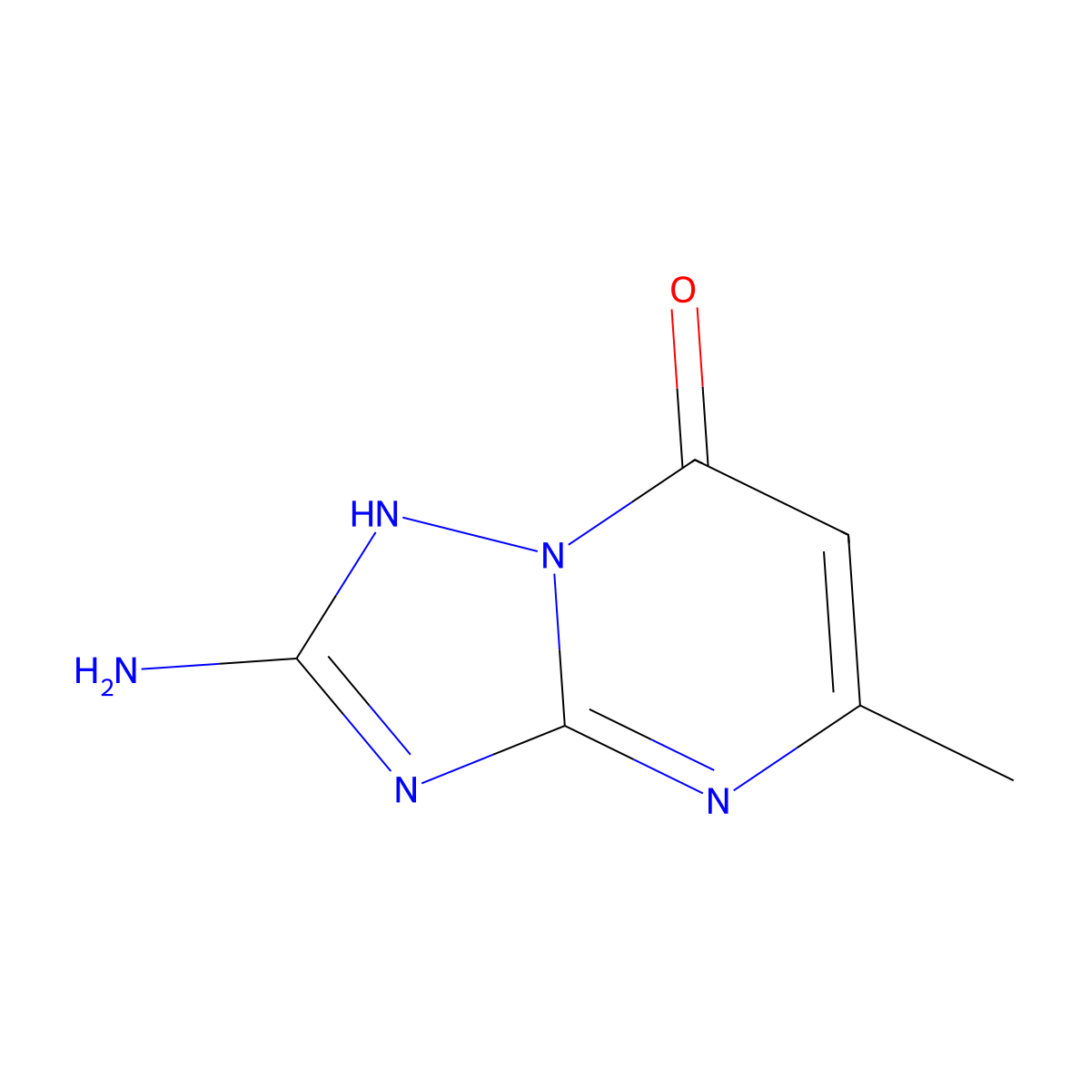 2-amino-5-methyl-3H,7H-(1,2,4)triazolo(1,5-a)pyrimidin-7-one molecular structure, CAS 40775-79-9