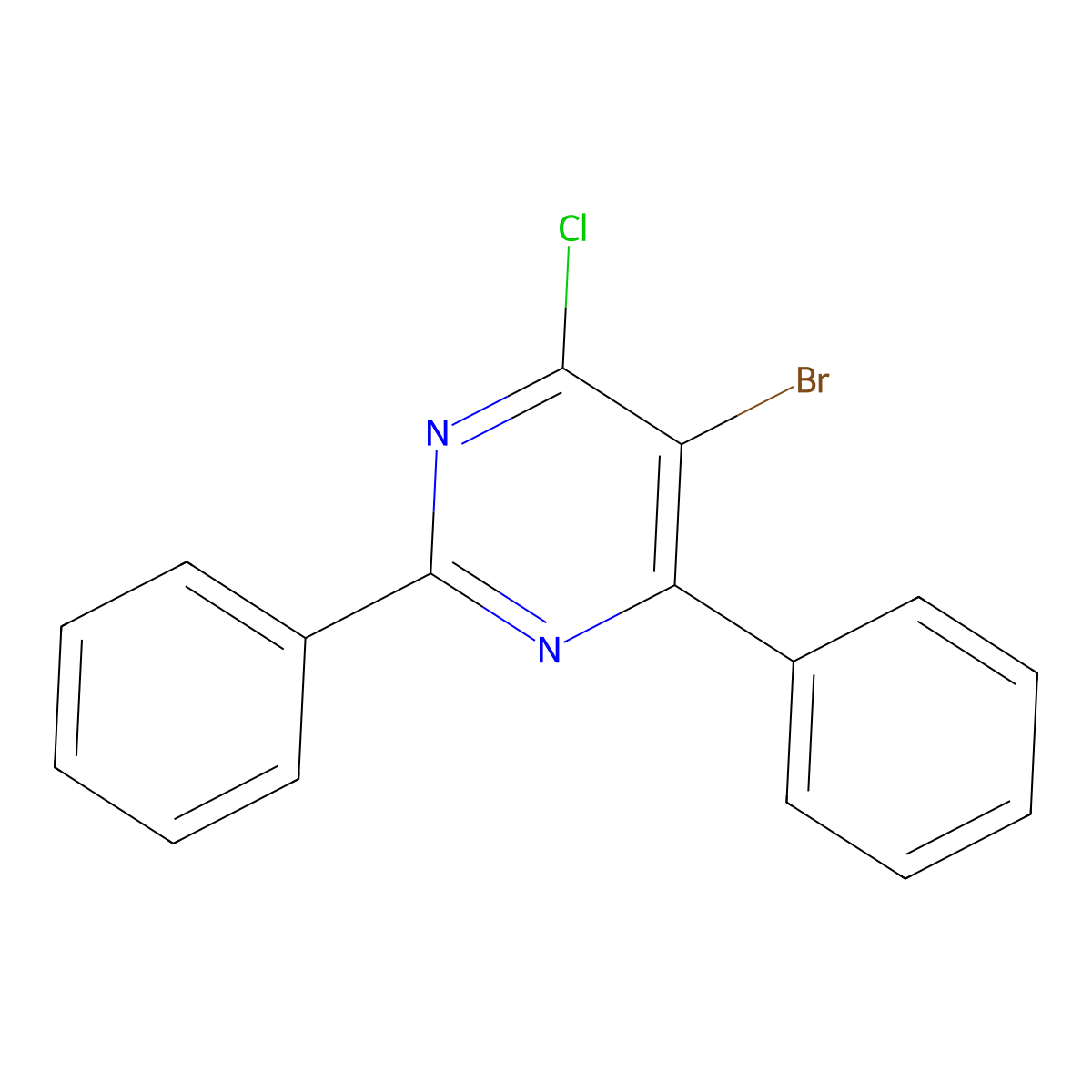 5-Bromo-4-chloro-2,6-diphenylpyrimidine molecular structure, CAS 40780-01-6