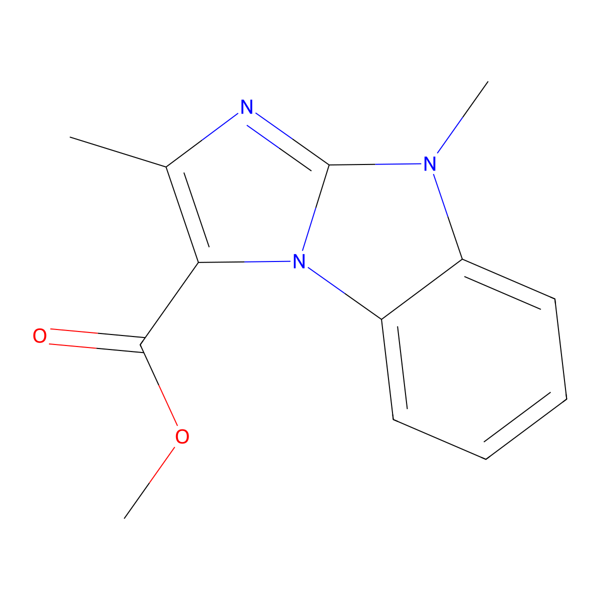 Methyl 2,9-dimethyl-9H-benzo[d]imidazo[1,2-a]imidazole-3-carboxylate molecular structure, CAS 40783-82-2
