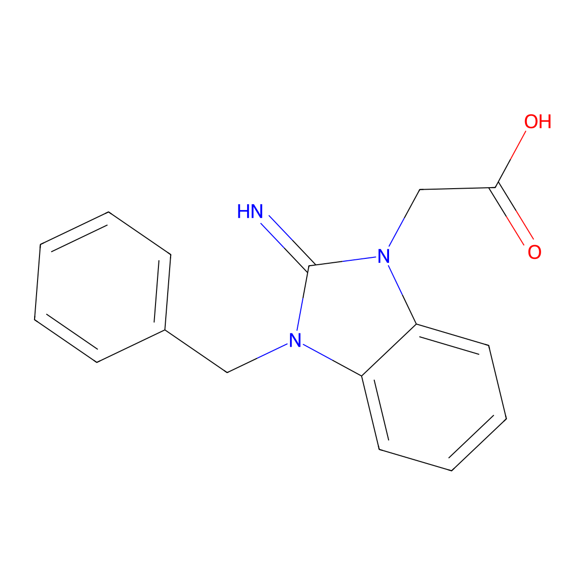 (3-Benzyl-2-imino-2,3-dihydro-1H-benzimidazol-1-yl)acetic acid molecular structure, CAS 40783-87-7
