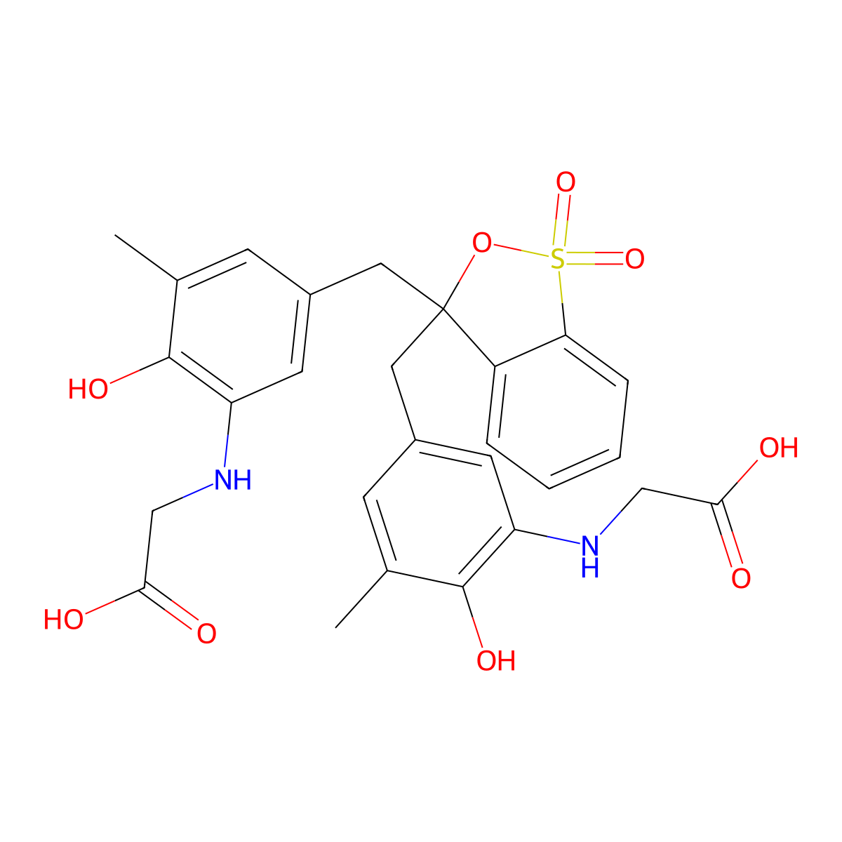 N,N'-(3H-2,1-benzoxathiol-3-ylidenebis((6-hydroxy-5-methylphen-3,1-ylene)methylene))bisglycine S,S-dioxide molecular structure, CAS 4079-10-1